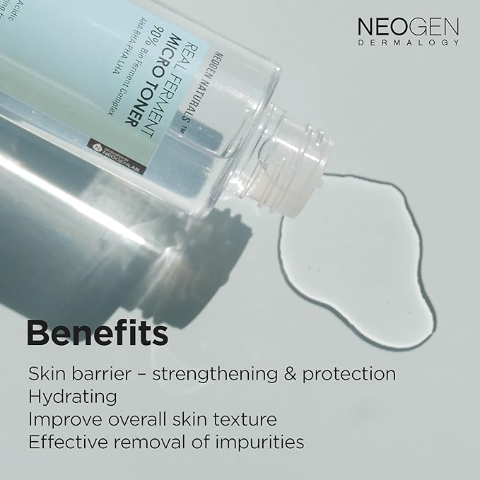 [K-Beauty] Neogen Dermalogy Real Ferment Micro Toner | Gentle Face Toner w/Triple Hyaluronic Acid & AHA, BHA, PHA, LHA Gentle Exfoliation 5.07 fl oz