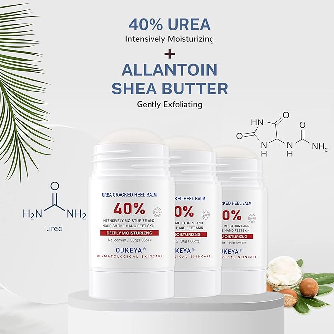 OUKEYA Urea Cream Stick 40 Percent,Heel Balm,Hand Cream and Foot Cream for Dry Cracked,Cracked Heel Treatment,Avoid Frostbite,40 Percent Urea Lotion for Feet Maximum Strength, 3 PACK