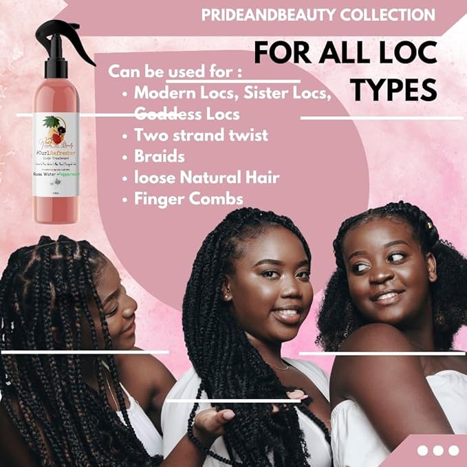 Rose Water For Locs, Daily Moisturizing Refreshing Spray, Rose Water For Hair, Rosewater and Peppermint Hair Scalp Moisturizer. (2 OUNCES)