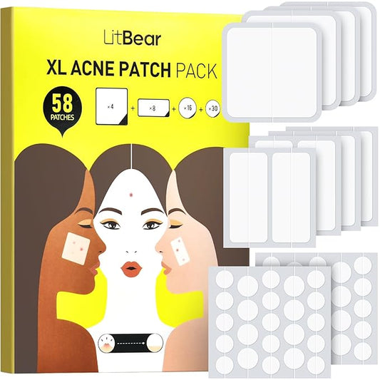 LitBear Acne Patches for Large Breakouts, Hydrocolloid Pimple Patches for Zit and Blemish, Face, Chin, Back and Body With Tea Tree Oil