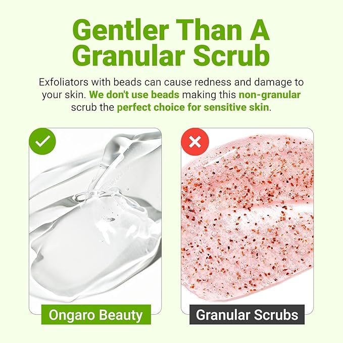 Ongaro Beauty Organic Face Scrub - Natural Exfoliating Face Wash & Enzyme Peel for Sensitive Skin - Facial Scrub Exfoliator for Women & Men - Clear Acne & Unclog Pores - Smooths & Brightens - 4 FL OZ