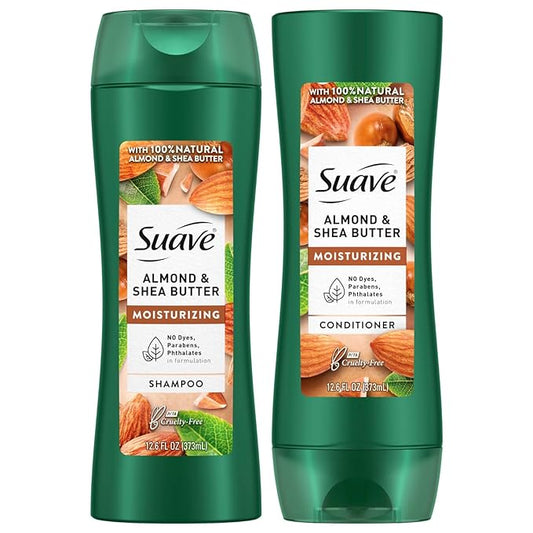 Suave Shampoo and Conditioner Set, Almond & Shea Butter - Moisturizing Shampoo & Conditioner, Dry Hair Treatment, Scented, 12.6 Oz Ea (2 Piece Set)