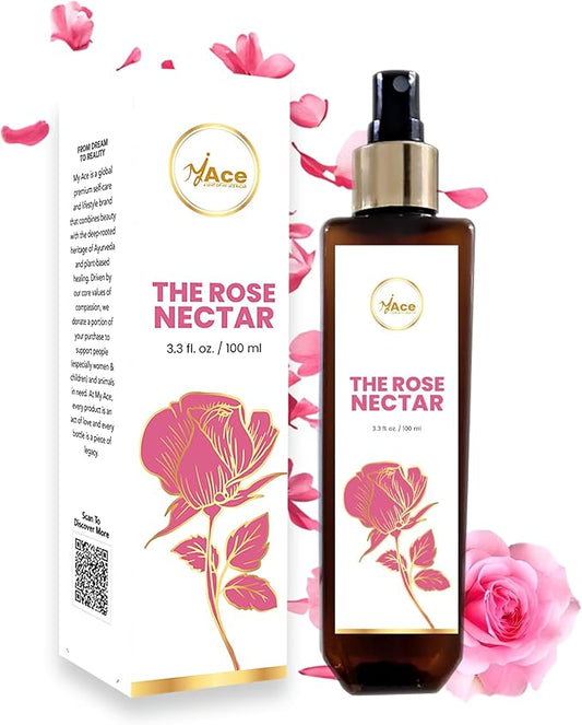 My Ace Rose Nectar Face Mist – Hydrating & Refreshing Rose Water Spray with Niacinamide & Licorice Extract | Soothes, Tones & Brightens Skin | Alcohol-Free Natural Face Toner – 3.38 fl oz