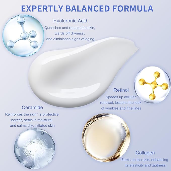 Neck Firming Cream | Face Moisturizer for Women - Anti Aging Formula for Tightening and Firming with Retinol,Collagen,Hyaluronic Acid | Day & Night Moisturizer Suited for Most Skin Types,1.7 OZ