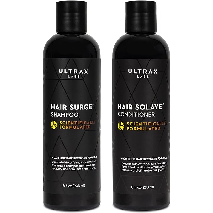 Hair Surge Shampoo and Hair Solaye Conditioner Bundle (8 fl oz) | Thickens Hair, Reduces Breakage, Promotes Growth, Strengthens Follicles | For Men and Women