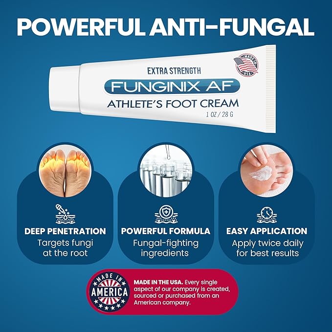 FUNGINIX AF Athletes Foot Cream - Topical Anti-Fungal Treatment, Eliminates Athlete's Foot Infections, Safe & Effective (3 Tubes)