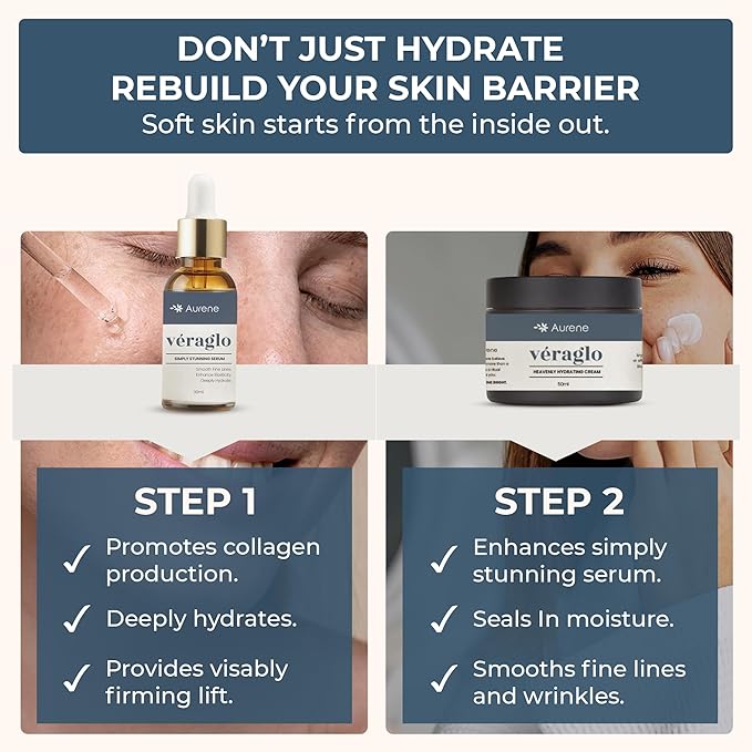 Véraglo Retinol Skin Booster Serum & Hydrating Moisturizer Face Cream Set – Anti Aging Serum and Moisturizer with Hyaluronic Acid & Collagen for Wrinkles, Fine Lines & Dark Circles