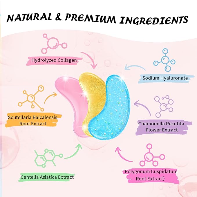 Eye Masks (8 Pairs) - 24K Gold, Caffeine and Retinol Under Eye Patches, Gel Pads for Wrinkles, Puffiness & Dark Circles, Bachelorette Party Favors, Self Care, Birthday Gifts for Women