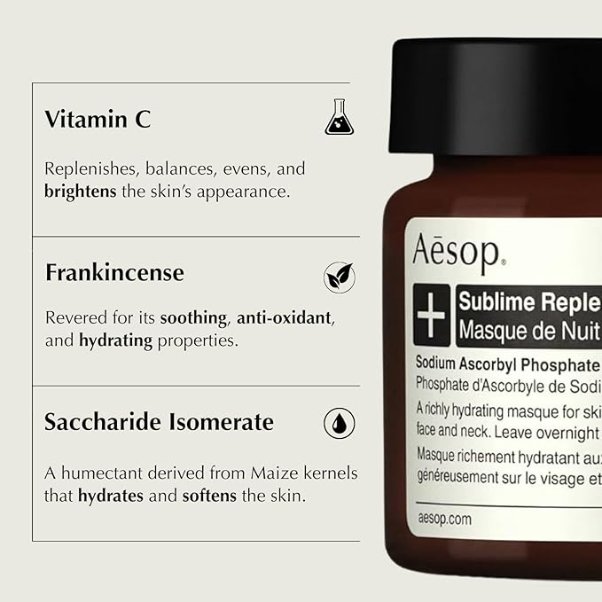 Aesop Sublime Replenishing Night Masque | Hydrating Masque with Vitamins B, C, E, and F | Overnight Mask for Dry, Dehydrated, Dull, Patchy Skin | 2.1oz / 60mL