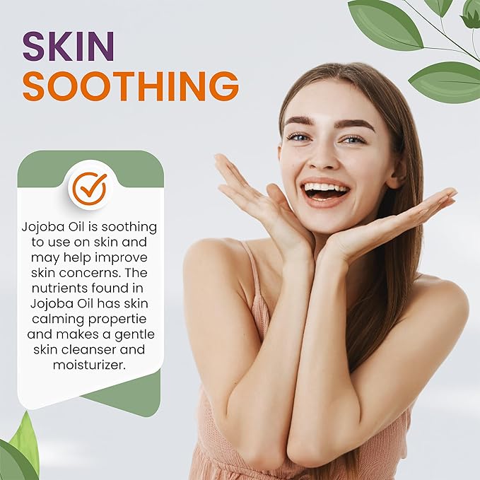 Dr Joe Lab Jojoba Oil Organic Cold Pressed for Hair Growth, Skin, Face, Deep Moisturizing Anti-Aging, Essential Oils - 32 Fl Oz