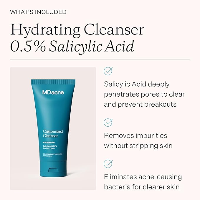 MDacne 3 Step Retinol Acne Kit - Retinol Cream 0.25%, Salicylic Acid Cleanser, Niacinamide Moisturizer - Plant-Based kit for Hormonal Acne, Blemishes, Wrinkles, 60 Day Acne Kit + Pimple Patch Gift