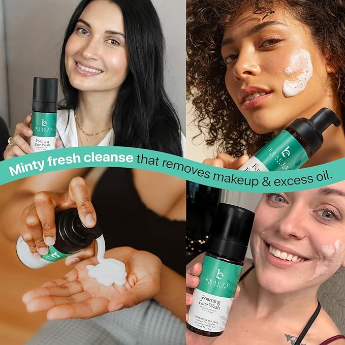 Foaming Face Wash Cleanser – Made in USA with Hydrating Natural & Organic Vegan Ingredients, Gentle Non-Toxic Daily Facial Wash for Sensitive, Oily & Blemish Prone Skin for Women, Men & Teens