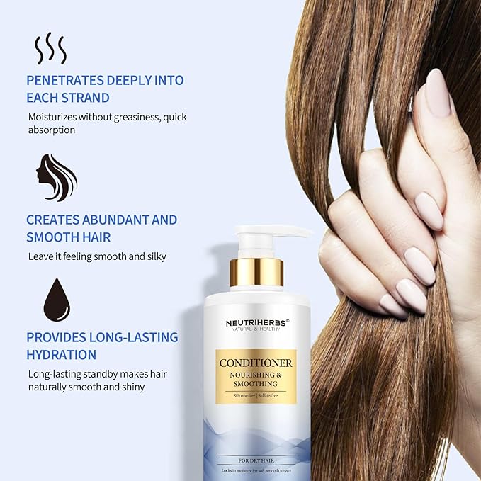 Neutriherbs Hair Conditioner for Dry, Frizzy Hair,Smoothing and Nourishing Hair Conditioner with Argon Oil,Sweet Almond Oil,Avocado Oil - 16.9 Fl Oz