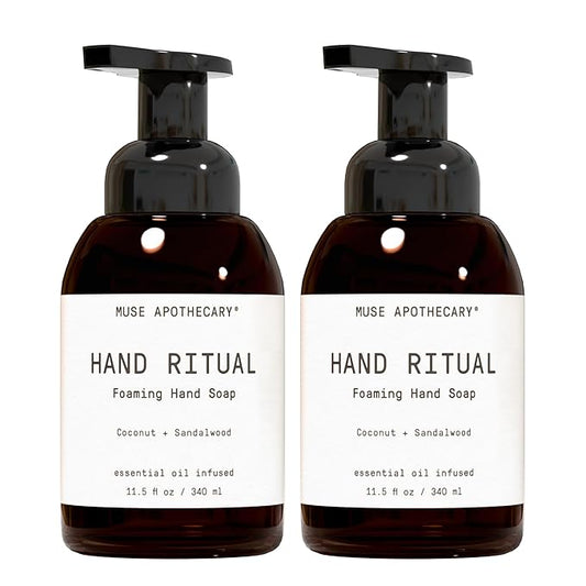 Muse Apothecary Hand Ritual - Aromatic and Nourishing Foaming Hand Soap, Infused with Natural Aromatherapy Essential Oils - USDA Certified Biobased - 11.5 oz, Coconut + Sandalwood, Pack of 2