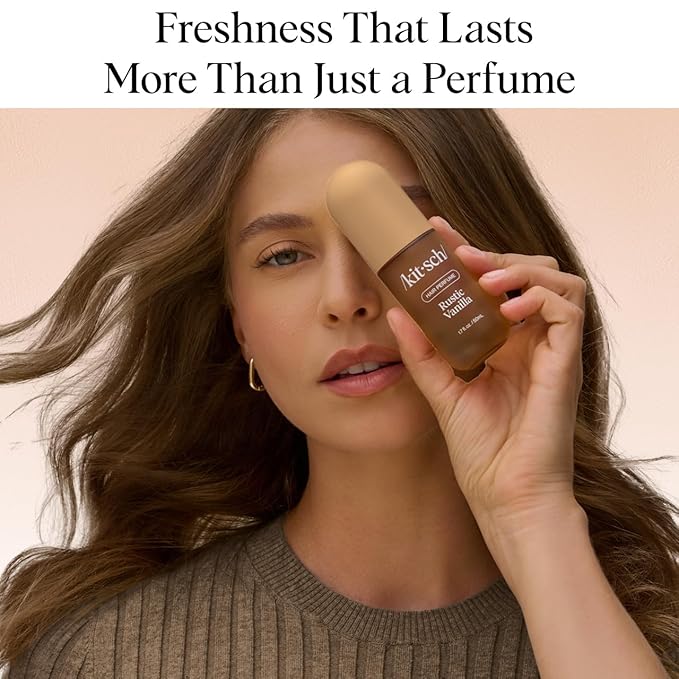 Kitsch Rustic Vanilla Hair Perfume for Women – Clean, Deodorizing & Patented Odor-Eliminating Technology Hair Spray & Body Mist - Warm Tonka, Vanilla Perfume & Cedar Blend - 50 ml