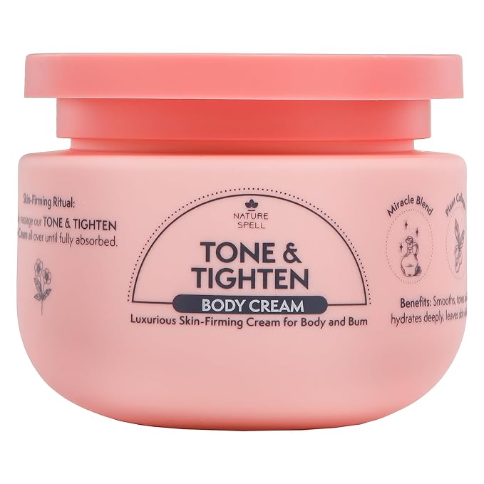 Nature Spell Firming & Toning Body Cream, with Hyaluronic Acid, Plant Collagen & Ginseng, Tightening Moisturizer for Skin Elasticity, For All Skin Types, Vegan, 8.45 fl oz