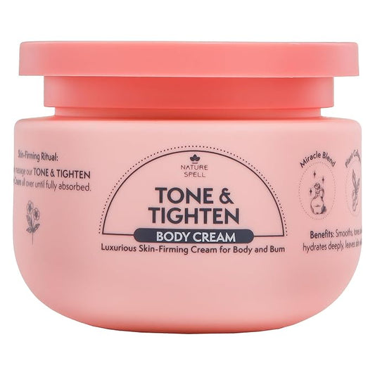Nature Spell Firming & Toning Body Cream, with Hyaluronic Acid, Plant Collagen & Ginseng, Tightening Moisturizer for Skin Elasticity, For All Skin Types, Vegan, 8.45 fl oz