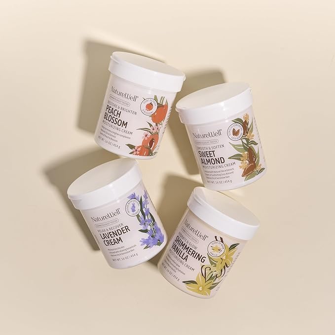 NATURE WELL Peach Blossom Restore & Brighten Moisturizing Cream For Face & Body, Infused With Peach Extract, Niacinamide, & Hyaluronic Acid, Promotes A Brighter Complexion, Pack of 2 (16 Oz Each)