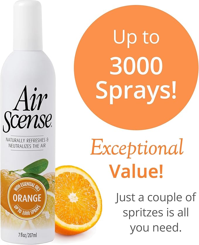 Air Scense Air Freshener Deodorizer Room Spray for Bathroom & Home, Essential Oils, Natural Variety (Orange, Lavender, Lime & Vanilla)- 7 fl oz (4-Pack)
