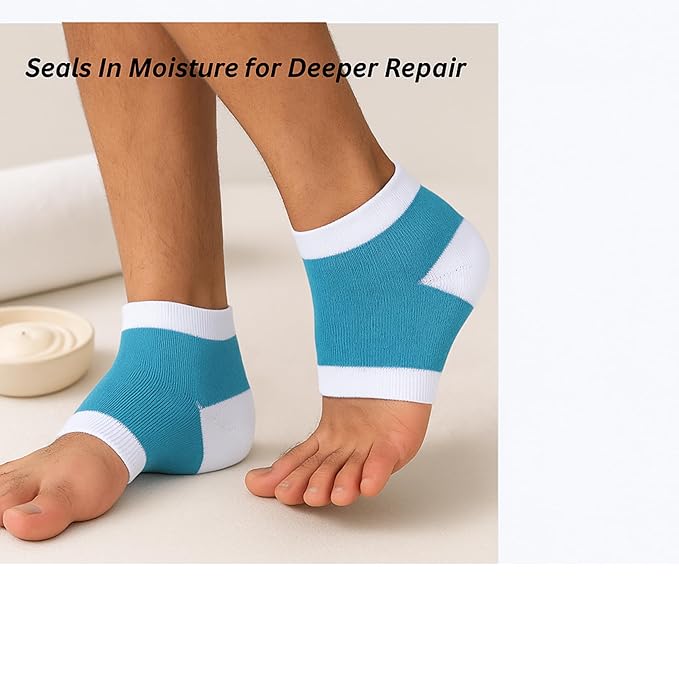 soothing Foot Cream with Collagen, Lactic Acid & Shea Butter – 3.5oz Intensive Repair for Dry Cracked Heels, Includes Moisturizing Sock for Overnight Hydration (Heel sock)