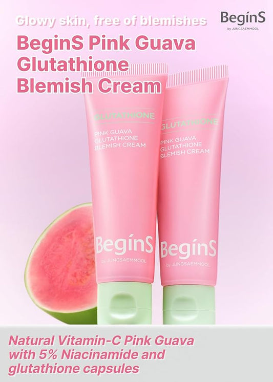 Pink Guava Glutathione Blemish Cream 1.7 Fl Oz, Facial Moisturizer with 99% Pure Glutathione, Niacinamide and Vitamin C, Lightweight Hydration, Korean Skincare for Daily Use