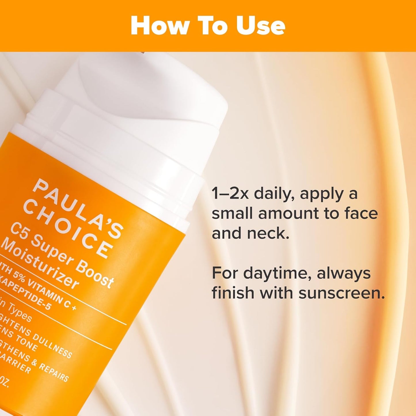 C5 Super Boost Vitamin C Moisturizer – 5% Stabilized Vitamin C + Squalane | Brightening Face Lotion for Uneven Skin Tone, Discoloration, Fine Lines & Acne-Prone Skin | Daily Fragrance-Free Anti-Aging Cream