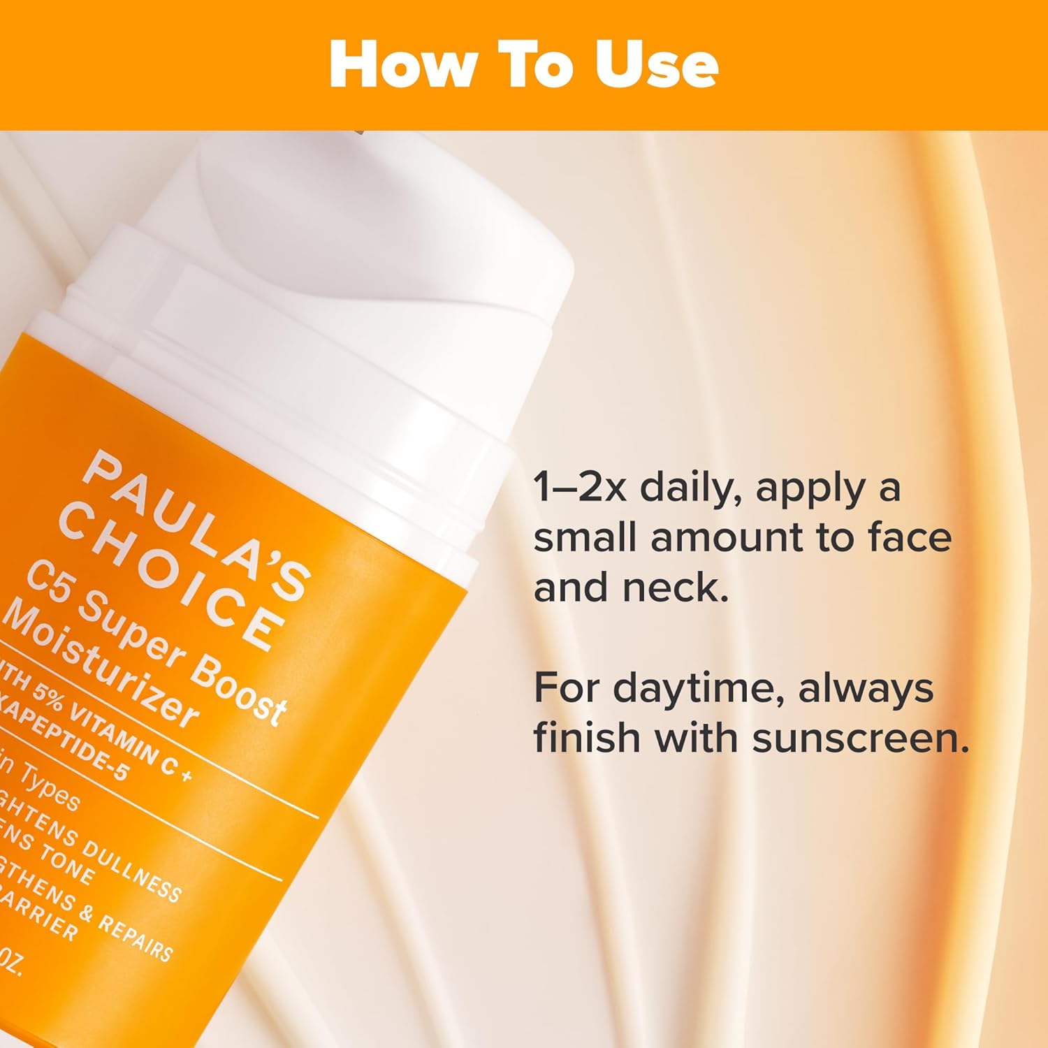 C5 Super Boost Vitamin C Moisturizer – 5% Stabilized Vitamin C + Squalane | Brightening Face Lotion for Uneven Skin Tone, Discoloration, Fine Lines & Acne-Prone Skin | Daily Fragrance-Free Anti-Aging Cream