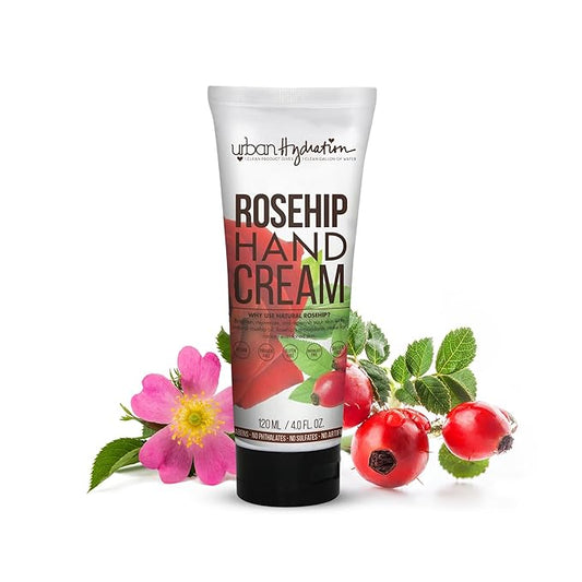 Urban Hydration Rosehip Hand Cream – With Coconut Oil & Vitamin E – Brightens Skin, Deeply Hydrates – Non-Greasy Formula – Ideal for Dry & Sensitive Skin – 4 FL Oz