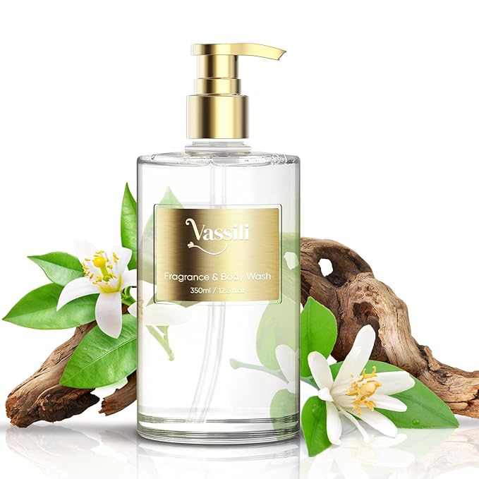 Vassili Fragrance Body Wash - Long-Lasting Aroma with Exotic Notes,Moisturizing & Gentle,For All Skin Types,Easy Rinse,12.3fl oz (Muskwood Whisper)