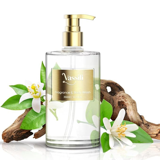 Vassili Fragrance Body Wash - Long-Lasting Aroma with Exotic Notes,Moisturizing & Gentle,For All Skin Types,Easy Rinse,12.3fl oz (Muskwood Whisper)