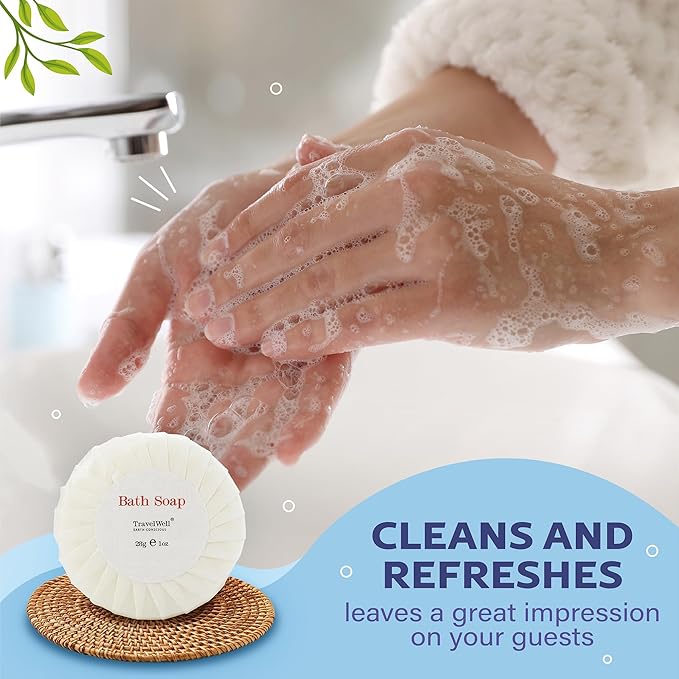 ECO Amenities Bath Soaps for Hotels - 100-Count, 1 oz - Individually Wrapped Bulk Mini Soap Bars for Guest & Travel Use