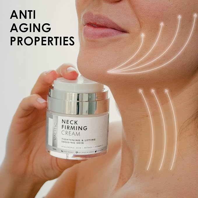 VALITIC Neck Cream for Tightening and Firming - Hyaluronic Acid, Retinol, and Vitamin C - Anti Aging Tightening & Lifting Sagging Skin Day and Night Cream