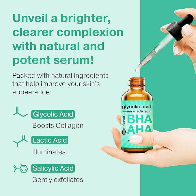 2X Bigger 2oz Glycolic Acid Exfoliant, 5% AHA BHA Serum with Salicylic & Lactic Acid for Acne-Prone Skin, Gentle Peel for Oil Control & Pore Refining