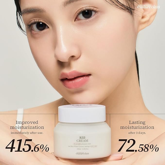 R33 Moisturizing Facial Cream with Rice-Peptide & Skin-Breathing Complex – Fast Absorbing Hydration, 72-Hour Lasting Moisture, Non-Comedogenic, Korean Skincare 3.38 fl.oz.