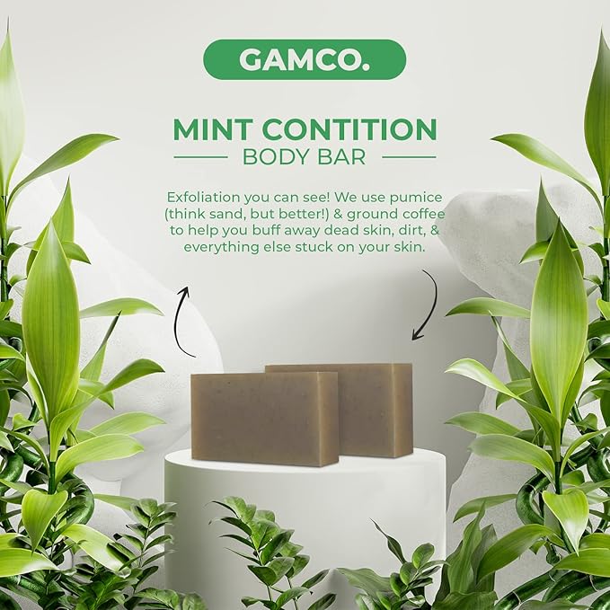 Grown Ass Man Co. Combo Packs - Solid Soap & Shampoo Bars Rich Lather with Natural Oils & Gentle Scrub for Men - Plastic Free & Eco-Friendly, & Organic Deep Clean, 4oz Bars (Mint Condition 3-Pack)