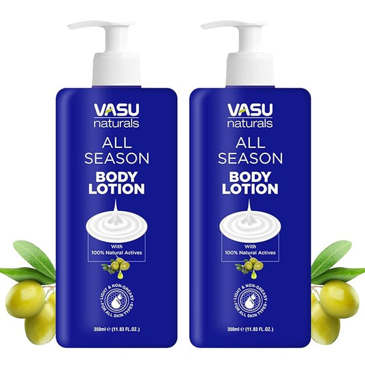 Vasu Body Lotion for All Skin Types with Shea Butter & Vitamin E, face moisturizer, body moisturizers Non-Greasy Formula, hand cream, lotion for women, lotion for men - 11.83 fl oz each (Pack of 2)