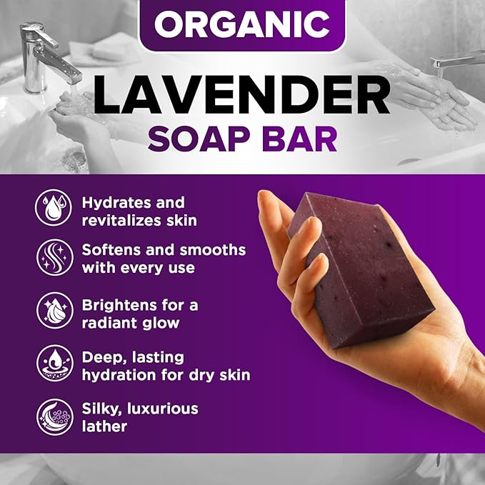 iHeart Lavender Soap Bars (2 Pack) – Deep Cleansing & Soothing for Sensitive Skin – Infused with Shea Butter & Sea Salt for Luxurious Lather & Long Lasting Freshness