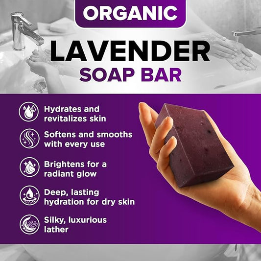 iHeart Lavender Soap Bars (2 Pack) – Deep Cleansing & Soothing for Sensitive Skin – Infused with Shea Butter & Sea Salt for Luxurious Lather & Long Lasting Freshness