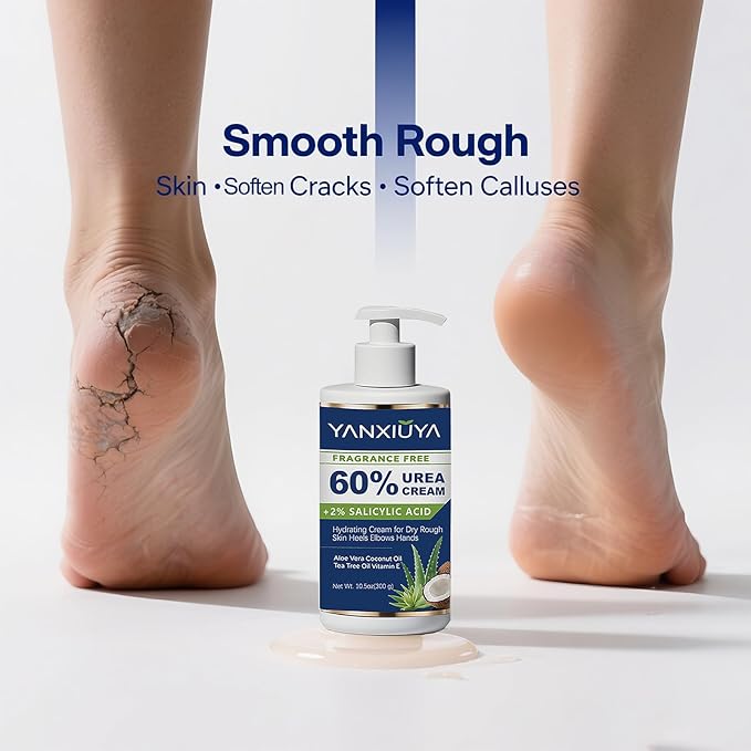 60% Urea Cream for Feet with 2% Salicylic Acid, Fragrance-Free Foot Cream and Urea Lotion for Cracked Heels, Dry Skin & Callus Remover, Maximum Strength Moisturizing Cream, 10.5 oz