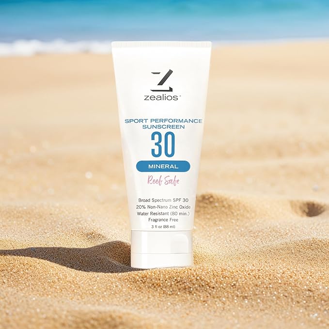 Zealios Reef Safe Sun Barrier SPF 30 Skin Care Body Lotion, Water Resistant Non-Greasy Sunscreen, 20% Non-Nano Zinc Oxide, Sensitive Skin-Friendly for Running, Cycling, Swimming, Outdoor Adventures