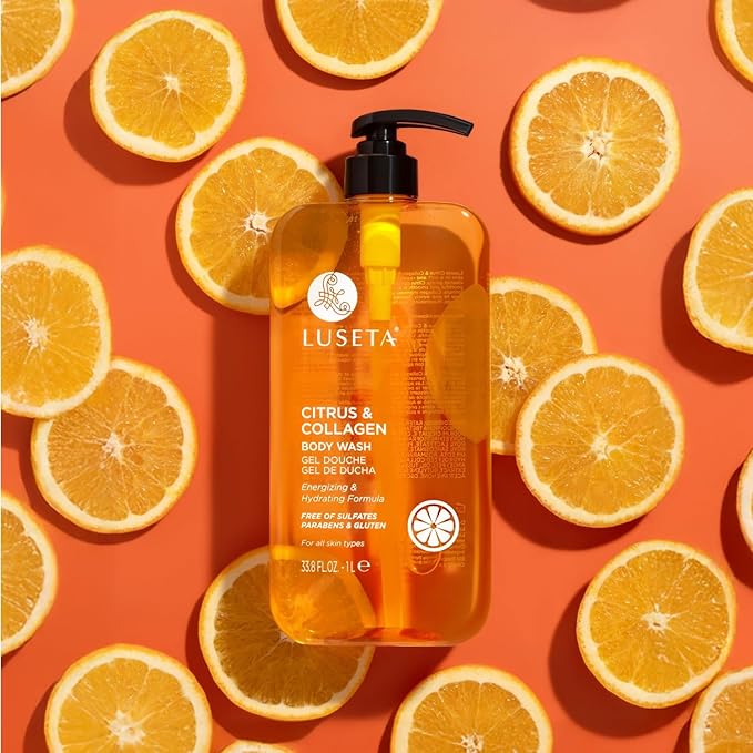 Luseta Citrus & Collagen Body Wash Nourishing & Refreshing Cleanser Enhances Skin Elasticity & Hydration Suitable for All Skin Types 33.8oz
