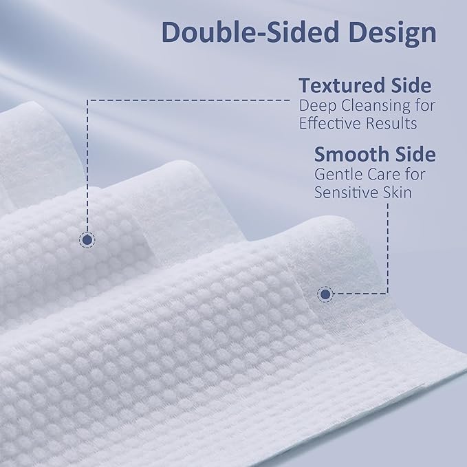 Ourmed Life Face Towels, Disposable Biodegradable Clean Facial Wash Cloth for Sensitive Skin, Lint- free Facial Towels for Cleansing, Skincare and Makeup Remover, Dry Wipes, 600 Count