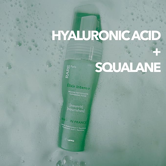 Élixir Intense - Nourishing Cleansing Foam - Hydrating & Brightening - With Hyaluronic Acid & Squalene - Gentle, Moisturizing, Firming & Revitalizing - Day/Night Facial Cleanser - 1.69oz