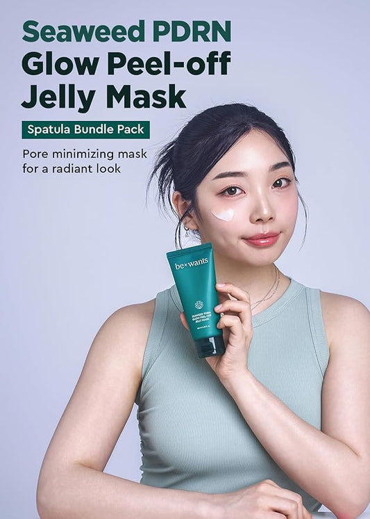 Bewants Seaweed PDRN Peel-Off Wrapping Jelly Mask 3.38 fl oz with Spatula | Facial Mask with AHA BHA & Niacinamide | Pore Minimizing | Smoother Skin Texture | 1 Pack