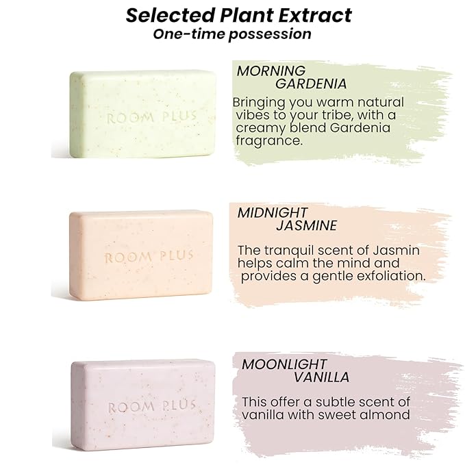 YESUN Fragrance Bar Soap, Big Brick of Bath Soap,Made with Organic Oils, 3-pack,1.3lb,Natural Soap Bar,Moisturizing clean, Floral Scent,Walnut Powder Exfoliates ROOMPLUS(Gardenia,Jasmine,vanilla)