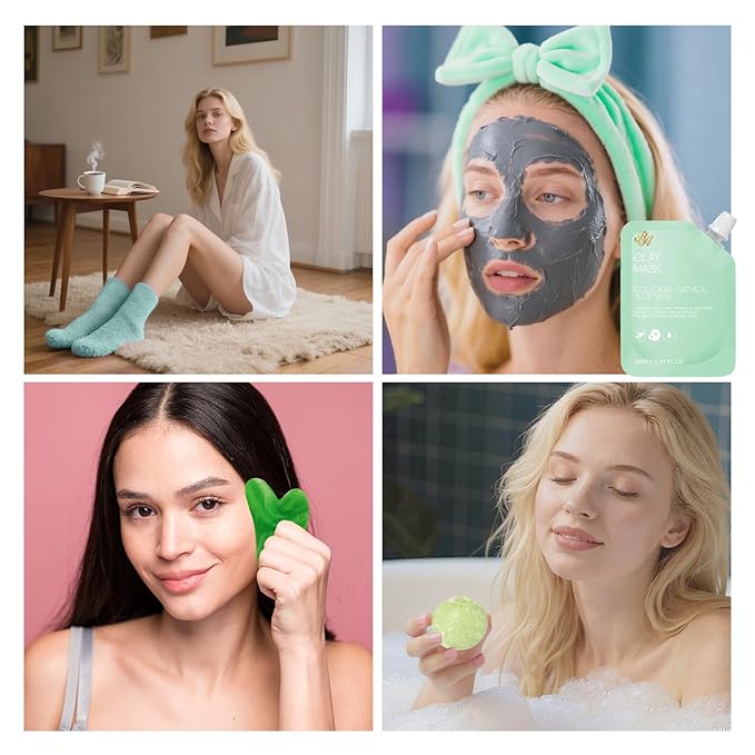 Tea Tree Face Sheet Mask Pack, 55Pcs Skin Care Set for Women & Men, Self Care Kit, Hydrogel Jelly Mask, Eye Gel, Under Eye Patches, Hyaluronic Acid Facial Serum, Christmas, Birthday,Mother Day, Dad