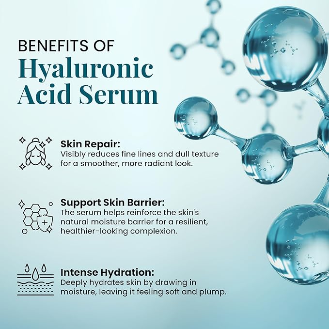RemeVerse Hyaluronic Acid Serum - 100% Pure Formulation for Face, Lips & Décolleté - Intense Moisture for Dry Skin & Fine Lines - Wrinkle-Reducing Formula for a Youthful & Plump Appearance, 1 oz