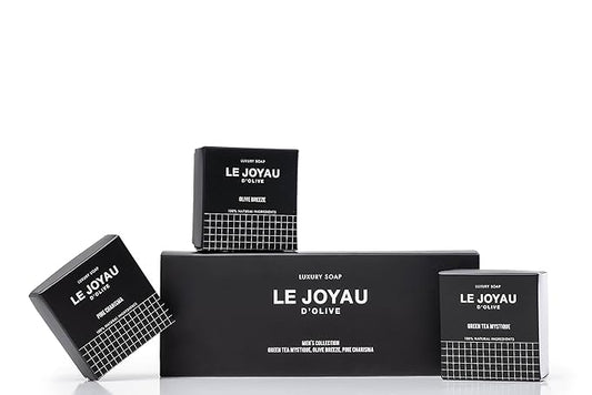 LE JOYAU D'OLIVE LJO No Synthetics All-Natural Soap | Minimal Ingredients | No Chemicals | No Perfumes | No Titanium Dioxide | Made with Essential Oils | For Face & Body | Twice Milled Soap Gift Set