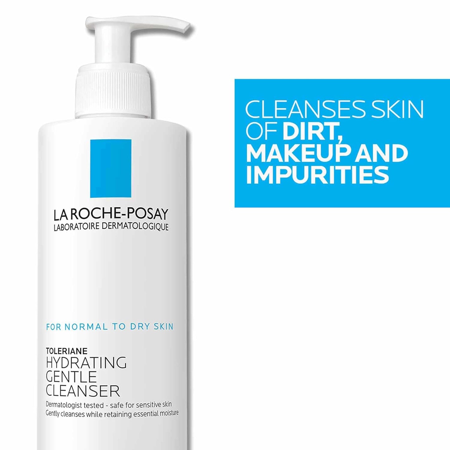 La Roche-Posay Toleriane Hydrating Gentle Face Cleanser – Daily Cream Cleanser with Niacinamide & Ceramides for Dry to Normal, Sensitive Skin
