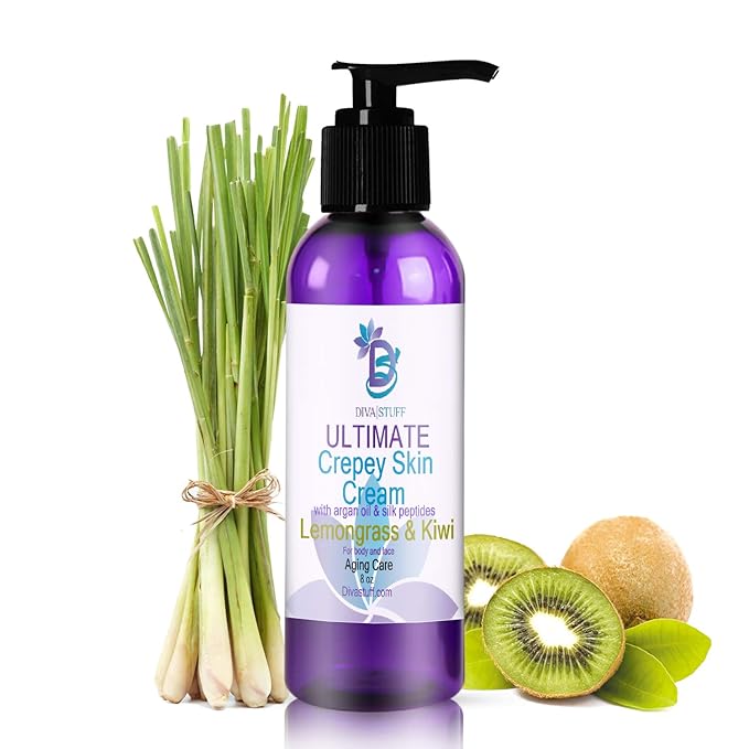 Diva Stuff Crepey Skin Cream Strawberry Patch, For Face & Body, Increases Collagen And Reduces Wrinkles & Fine Lines, Alpha Hydroxy Acids, Hyaluronic Acid, Honey, Coconut Oil, Argan Oil (8 oz)